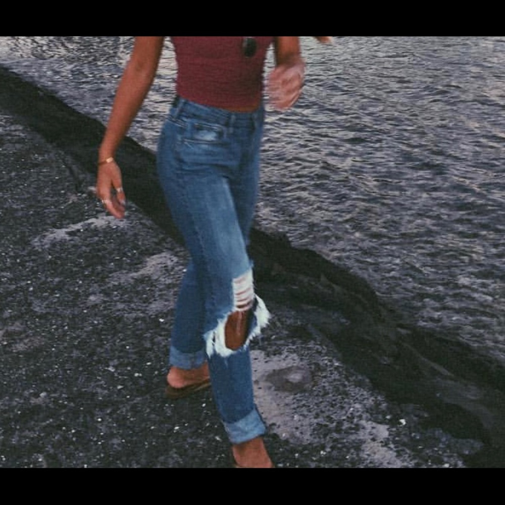 Trendy ripped jeans